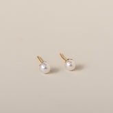 18k yellow gold tiny round freshwater pearl stud earrings
