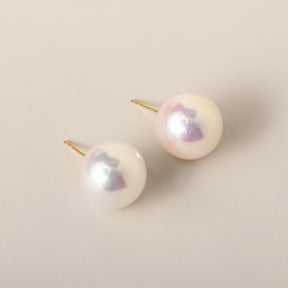18k yellow gold large pearl stud earrings