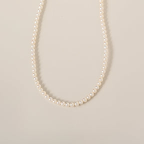 16" strand medium freshwater pearl necklace 18k yellow spring clasp