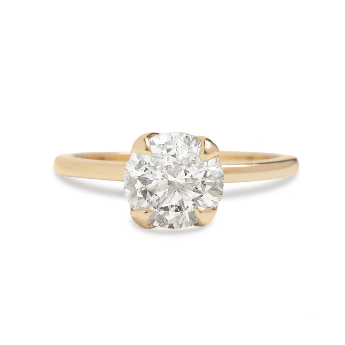 14k yellow, white, or rose gold semi custom diamond ring solitaire diamond with petal prongs