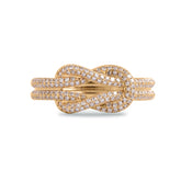 14k yellow gold diamond pave knot ring