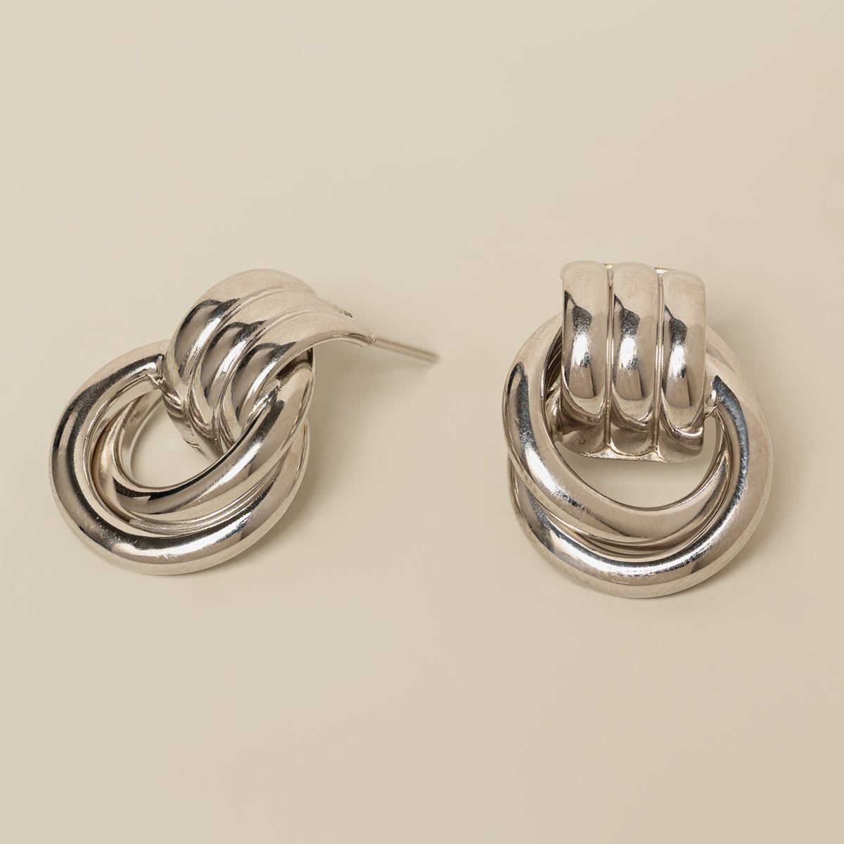 sterling silver knotted door knocker chunky statement earrings