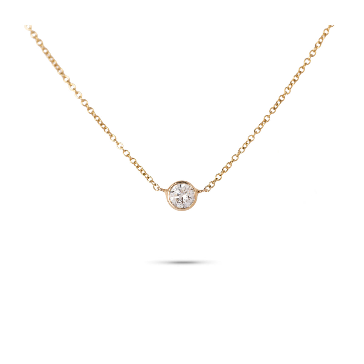 14k yellow or white bezel set 0.37ct lab grown diamond pendant necklace