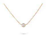 14k yellow or white bezel set 0.37ct lab grown diamond pendant necklace