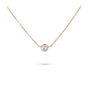 14k yellow or white bezel set 0.37ct lab grown diamond pendant necklace