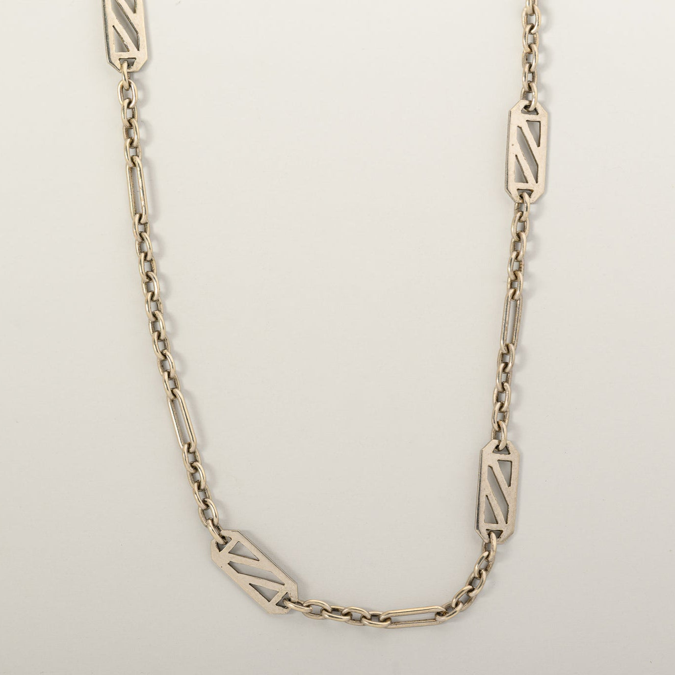 14k white gold early 20th century watch chain conversion 15" chain necklace