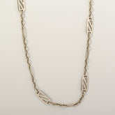 14k white gold early 20th century watch chain conversion 15" chain necklace