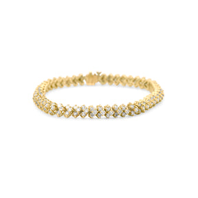 14k yellow gold estate diamond herringbone tennis bracelet