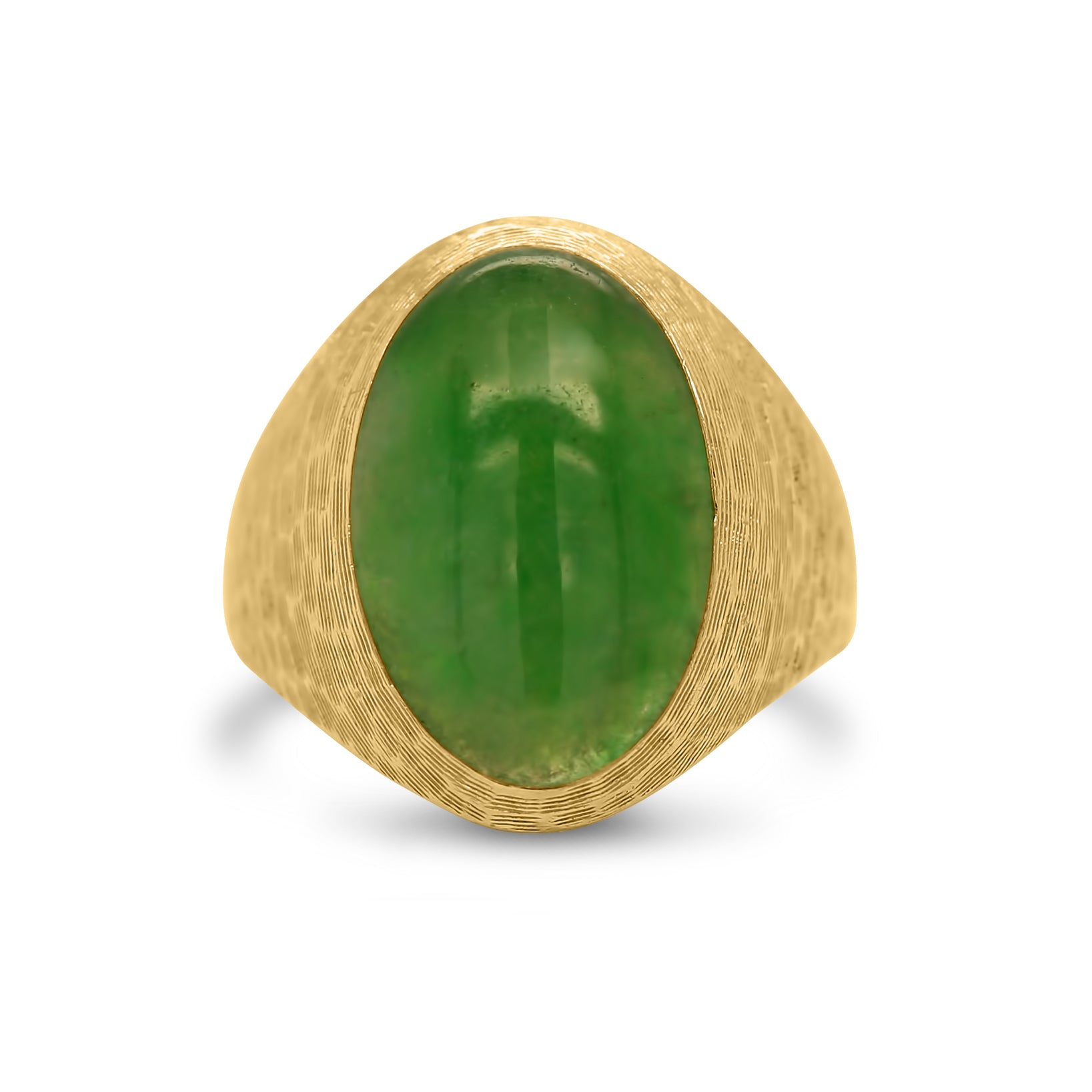 Estate 14K yellow gold Textured Jade Ring