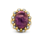 estate 18k yellow gold amethyst & 1tcw diamond ring