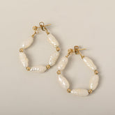 14k yellow gold freshwater pearl gold ball stud post hoop earrings 1970-80s contemporary estate earrings