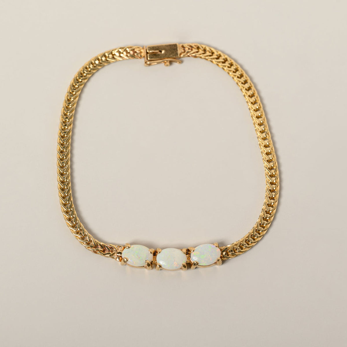 14k yellow gold oval opal chain bracelet contemporary estate