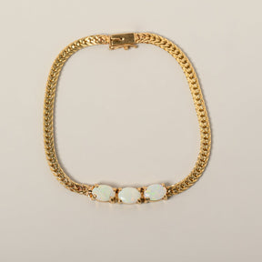 14k yellow gold oval opal chain bracelet contemporary estate