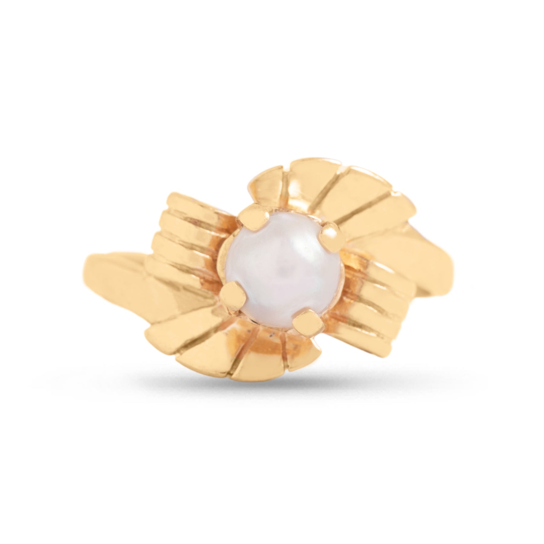 14k yellow gold estate pearl ring size 7