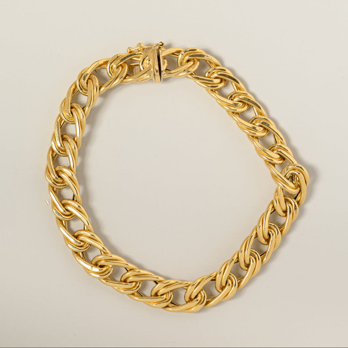 18k yellow gold custom double curb chain safety clasp closure