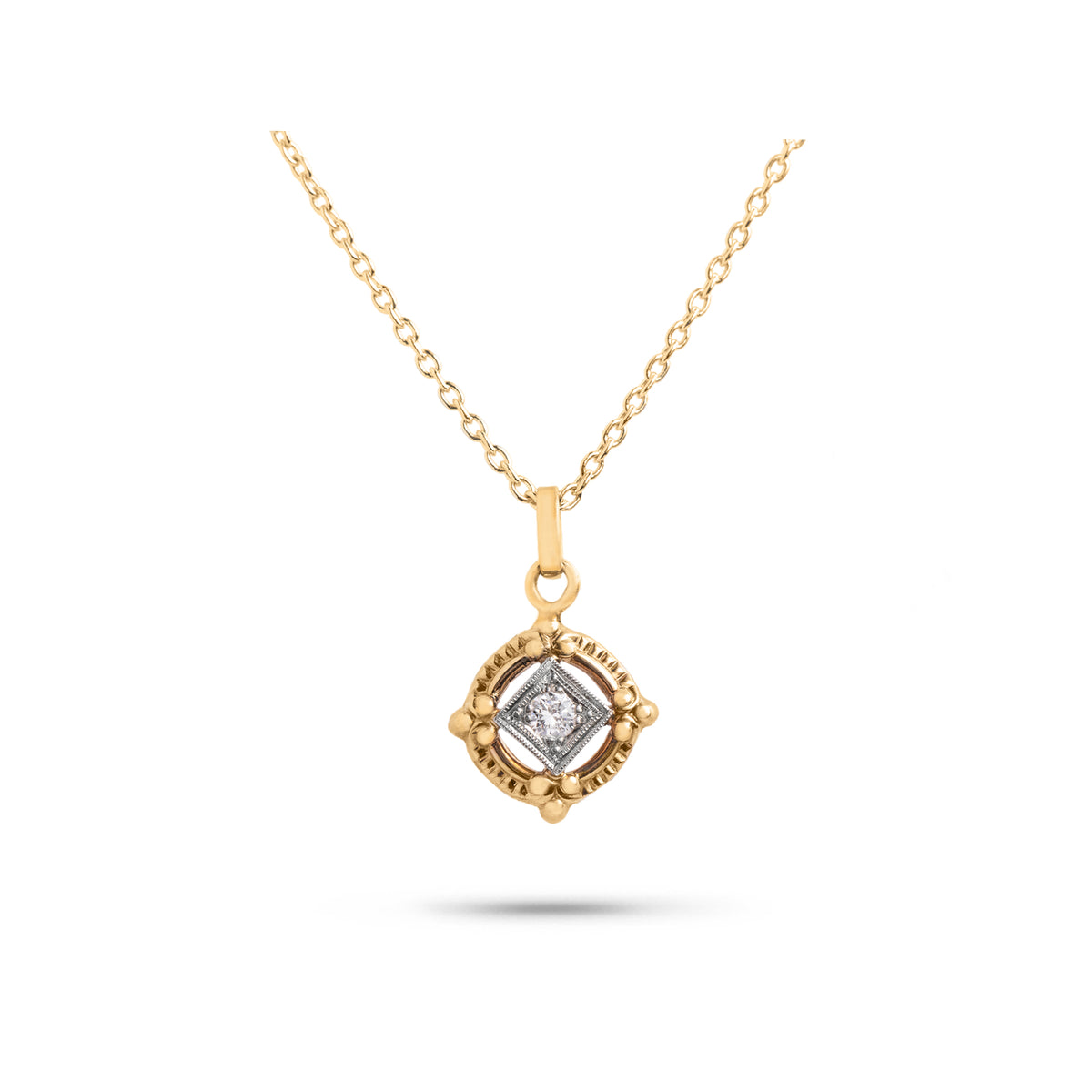 14k rose and white gold victorian diamond pendant necklace