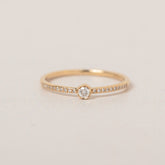 14k yellow gold bezel set diamond pave band stacking ring