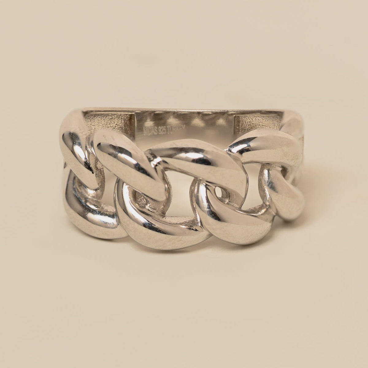sterling silver chunky curb chain statement ring
