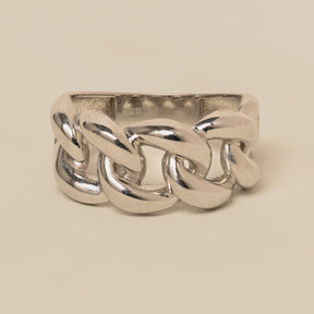 sterling silver chunky curb chain statement ring
