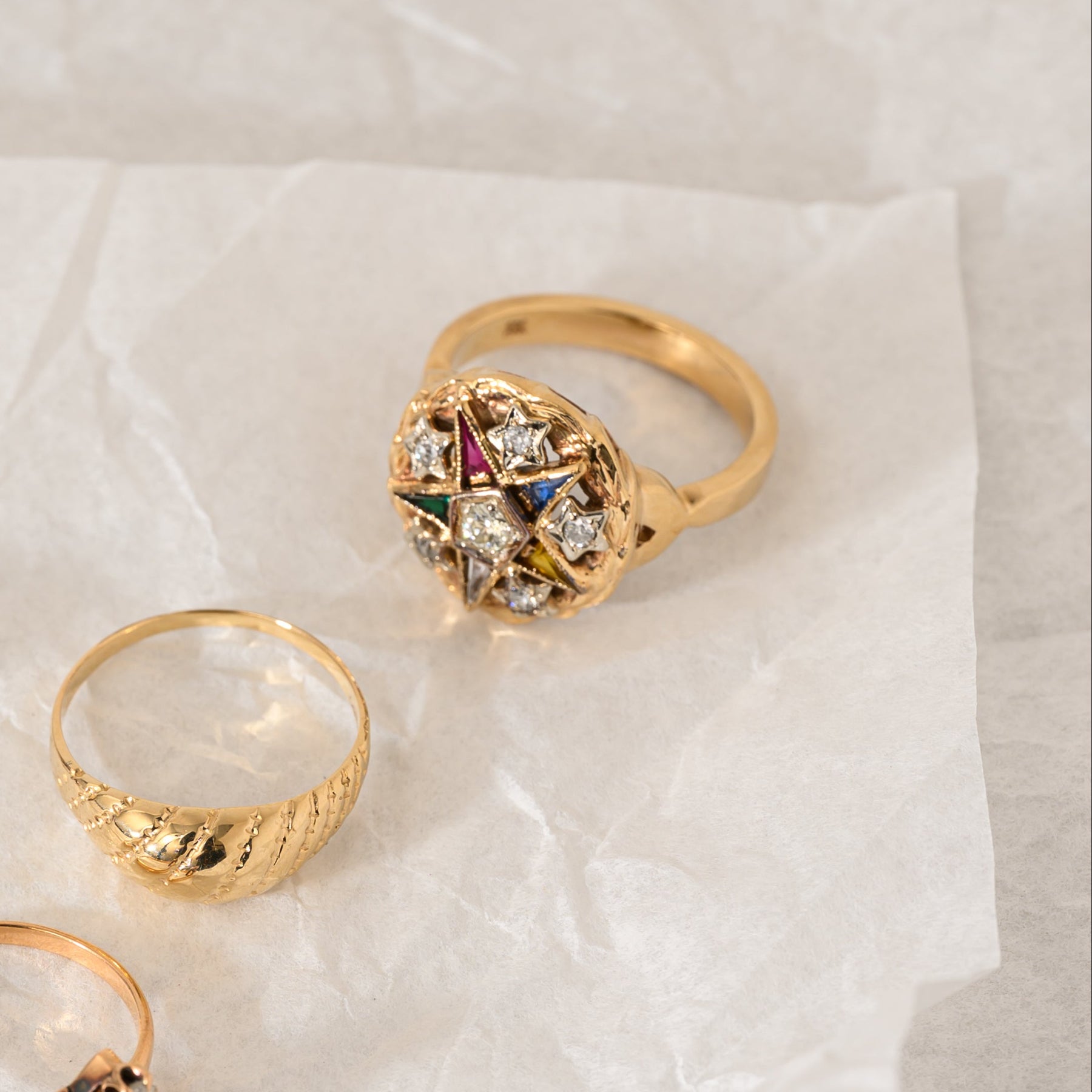 10K Yellow Gold Masonic Star Ring - Large