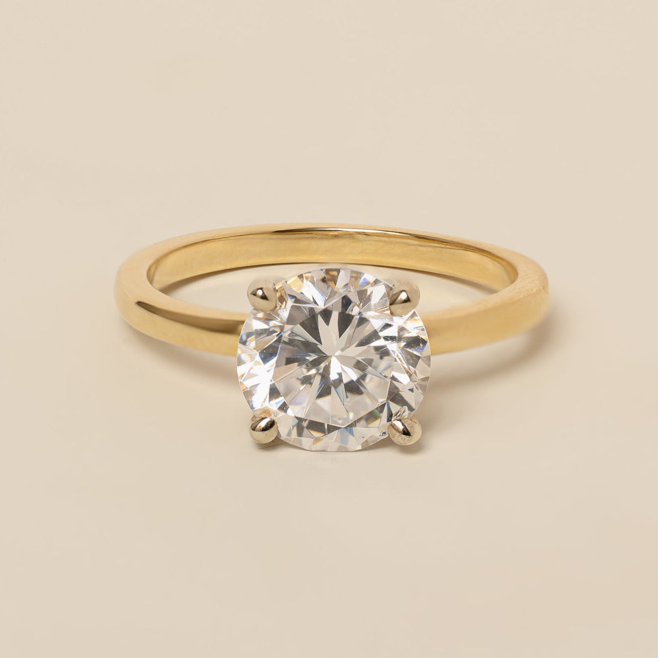 14k gold platinum two-toned low basket setting solitaire engagement ring