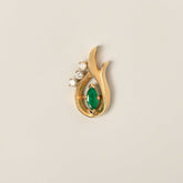 14k yellow gold marquise green emerald diamond pendant contemporary estate