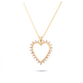 14k yellow gold diamond estate heart necklace