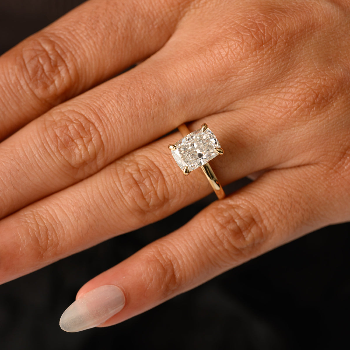 2.54ct Elongated Cushion Lab Grown Diamond Violet Ring