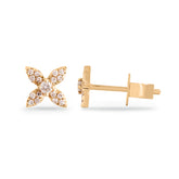 14k yellow gold 14k white gold diamond flower stud earrings