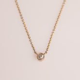 14k yellow gold 0.40ct old euro cut bezel set diamond pendant necklace