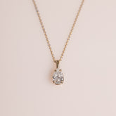 14k yellow gold 1ct pear shape diamond pendant necklace