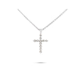 14k white gold estate diamond cross necklace