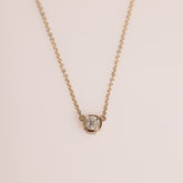 14k yellow gold 0.57ct old euro cut diamond bezel set pendant necklace