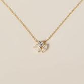 14k yellow gold round brilliant cut emerald cut marquise cut lab diamond cluster pendant necklace