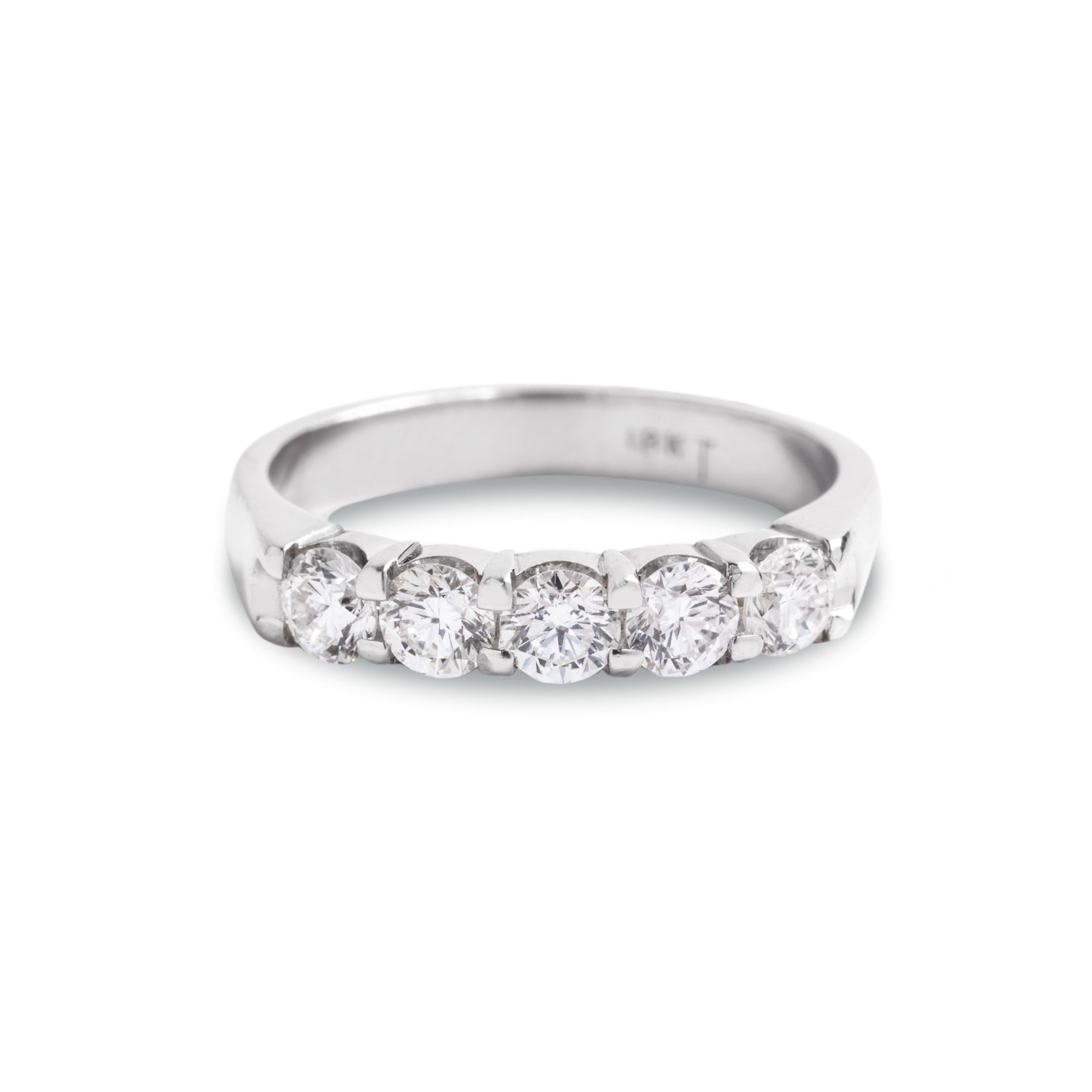 18k white gold estate 5 stone diamond ring wedding ring 