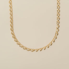 14k yellow gold polished heart link chain necklace