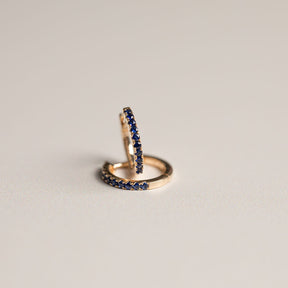 14ky gemstone pave huggie hoop earrings