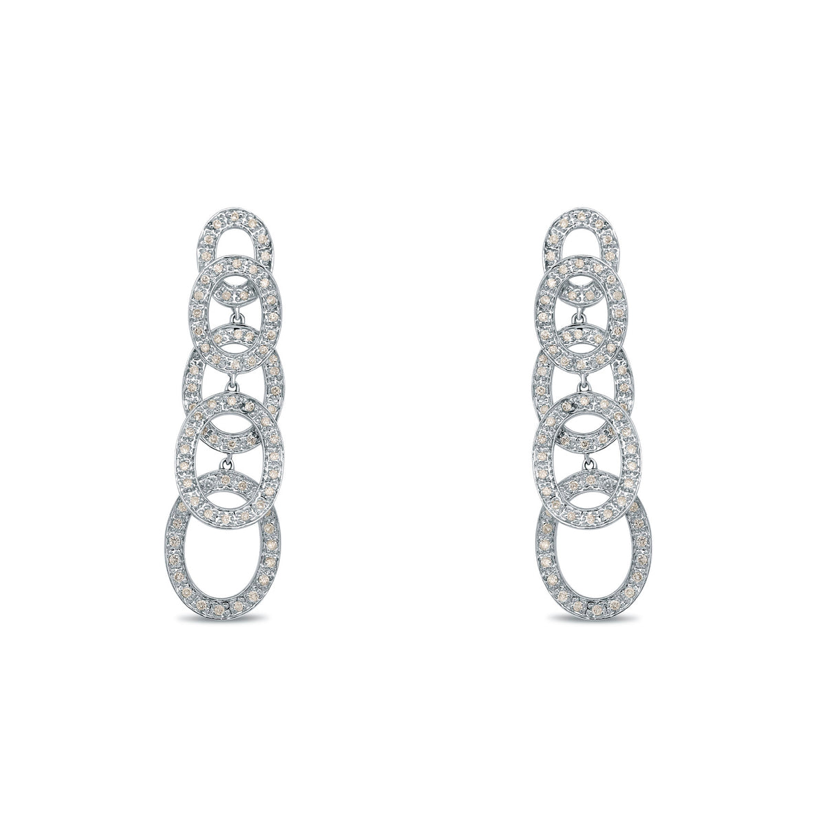 Estate 14k White Gold Diamond Circular Drop Earrings