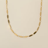 14k yellow gold flat pebble chain necklace