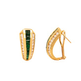 Estate 18ky Diamond and Emerald Channel Set Earrings