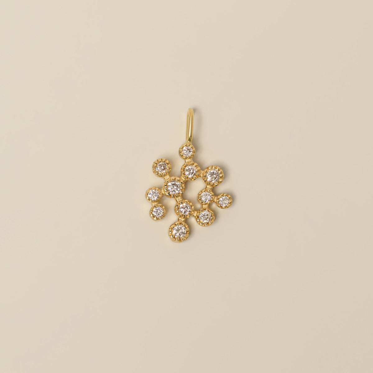 14k yellow gold bezel set diamond cluster milgrain detailing pendant charm