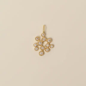 14k yellow gold bezel set diamond cluster milgrain detailing pendant charm