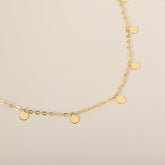 14k yellow gold polished dangle circle disc station bracelet