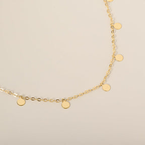 14k yellow gold polished dangle circle disc station bracelet