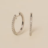 14k gold classic diamond pave small hoop earrings