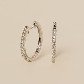 14k gold classic diamond pave small hoop earrings
