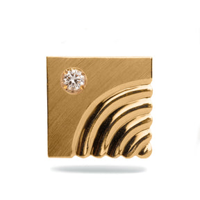 Mid-Century 14k yellow gold Geometric Diamond Detail Cufflinks