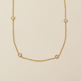 14k gold bezel set lab grown diamond station diamond by the yard necklace