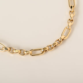 14k yellow gold chunky semi flat polished mixed fancy link bracelet