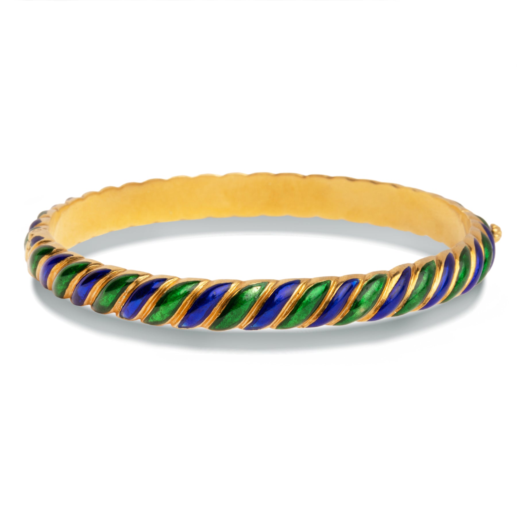 Contemporary Estate 14k yellow gold Enamel and Gold Multi Color Bangle